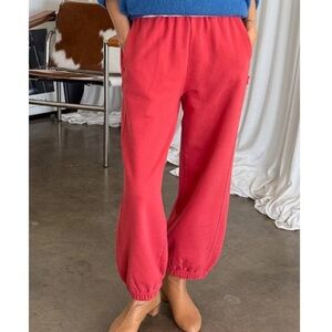 French terry balloon sweatpants in coral red